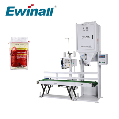 Μηχανή συσκευασίας ρυζιού Ewinall DCS-50A1 5kg 10kg 15kg 25kg με το ράψιμο μεταφορέων